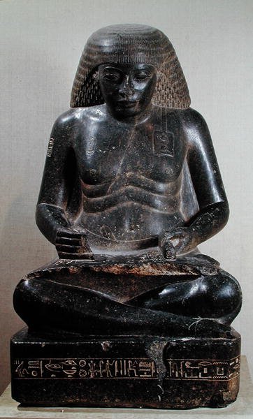 Amenhotep, syn Hapu, siedzący ze skrzyżowanymi nogami, ze świątyni Amona w Karnaku, ok. 1391-53 p.n.e. (granit) autorstwa Egyptian 18th Dynasty