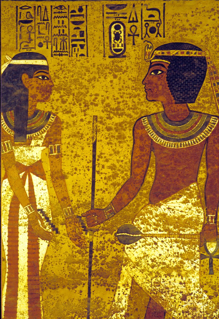 Starożytny Egipt, Tutanchamon z żoną, Grób Tutanchamona, Teby autorstwa Egyptian 18th Dynasty