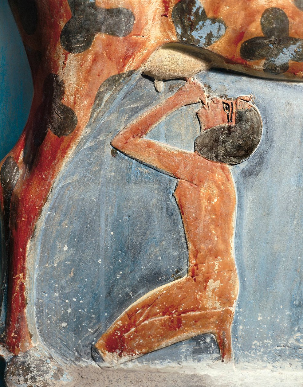 Egipska starożytność: krowa bogini Hathor karmi młodego Amenhotepa II (Amenophisa II) autorstwa Egyptian 18th Dynasty