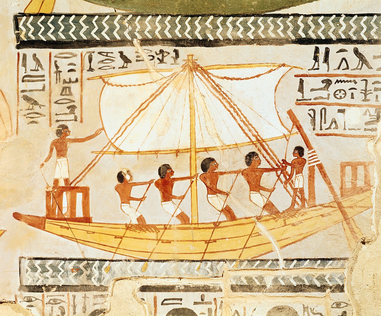 Przewoźnicy na Nilu, z grobowca Sennefera, Nowe Królestwo (mural) autorstwa Egyptian 18th Dynasty