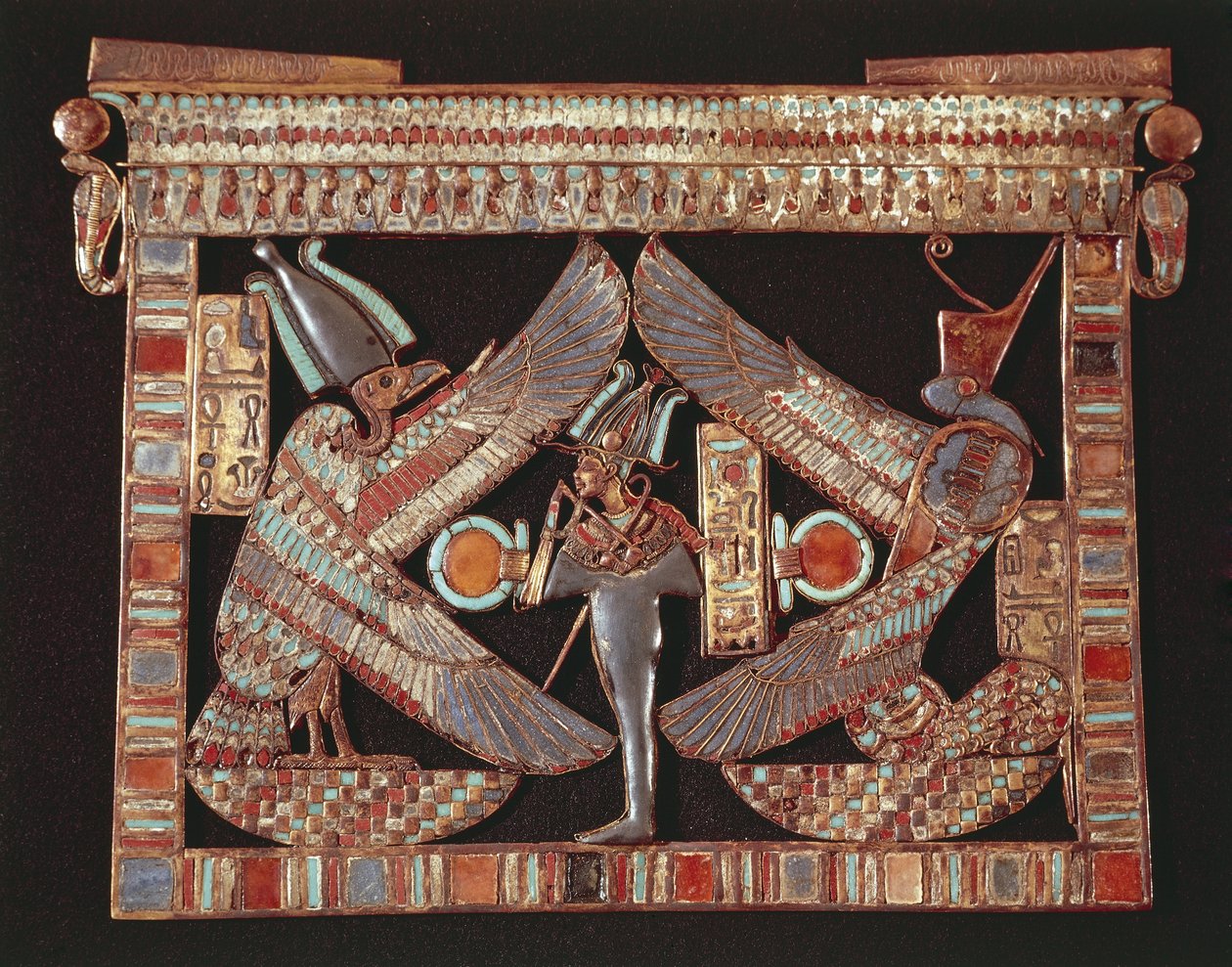 Breast plate depicting Osiris on black background   1115159   pl       polish Successfully Translated  Original: Duinlandschap met een visser Verscheyden Stranden en water gesichten gedaen door Jan Percelles (series title) Translat: Duinlandschap met een v autorstwa Egyptian 18th Dynasty