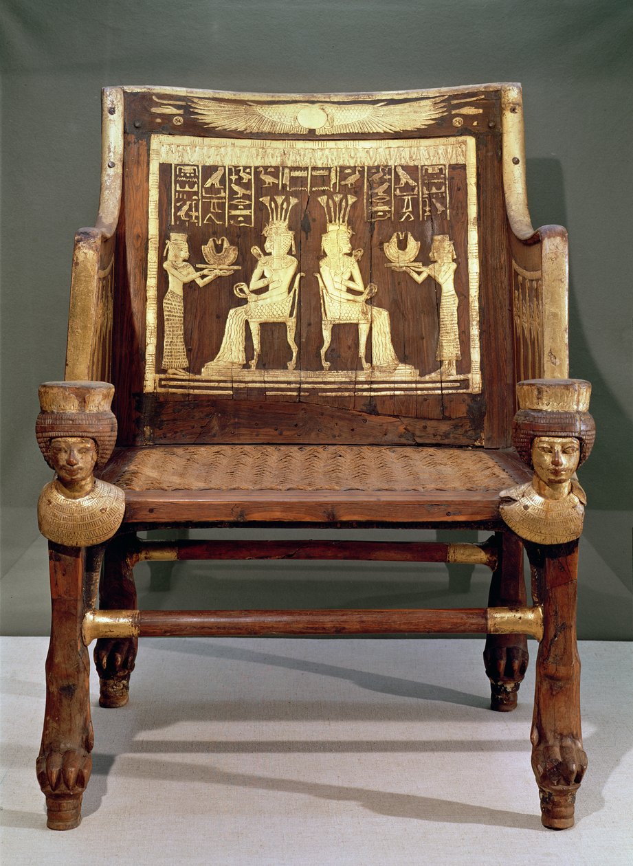 Krzesło należące do księżniczki Satamun, córki Amenofisa III, Nowe Państwo, ok. 1391-1353 pne (drewno i pozłacany brąz) autorstwa Egyptian 18th Dynasty
