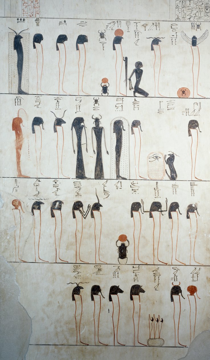 Wizerunek Litanii do Ra, fragment fresków w komorze grobowej Grobowca Totmesa III, Dolina Królów, Luksor, Teby (Lista Światowego Dziedzictwa UNESCO autorstwa Egyptian 18th Dynasty