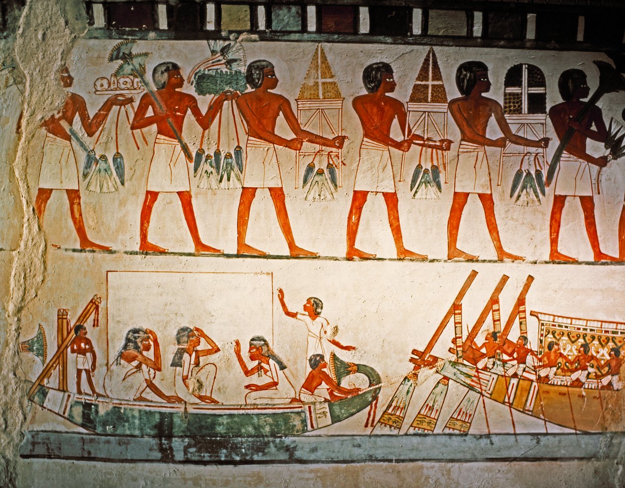 SZTUKA EGIPSKA: Malowidło ścienne w Grobowcu Nakht w Elwet el-Sheik Abdel Q..., ok. 1425 p.n.e. (wapień) autorstwa Egyptian 18th Dynasty
