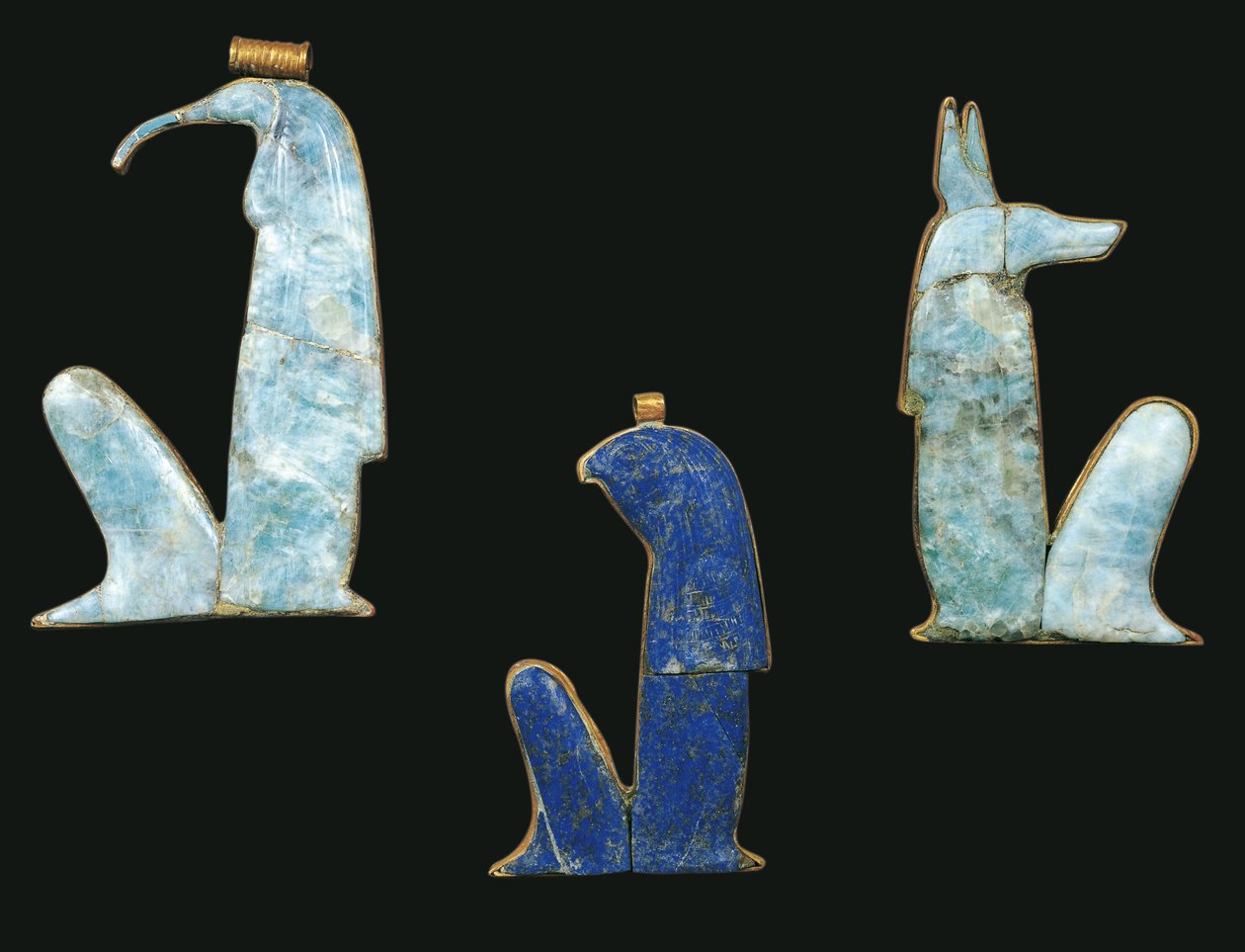Egipt, Teby, Luksor, Dolina Królów, Grobowiec Tutanchamona, Skarby Tutanchamona, Amulety autorstwa Egyptian 18th Dynasty