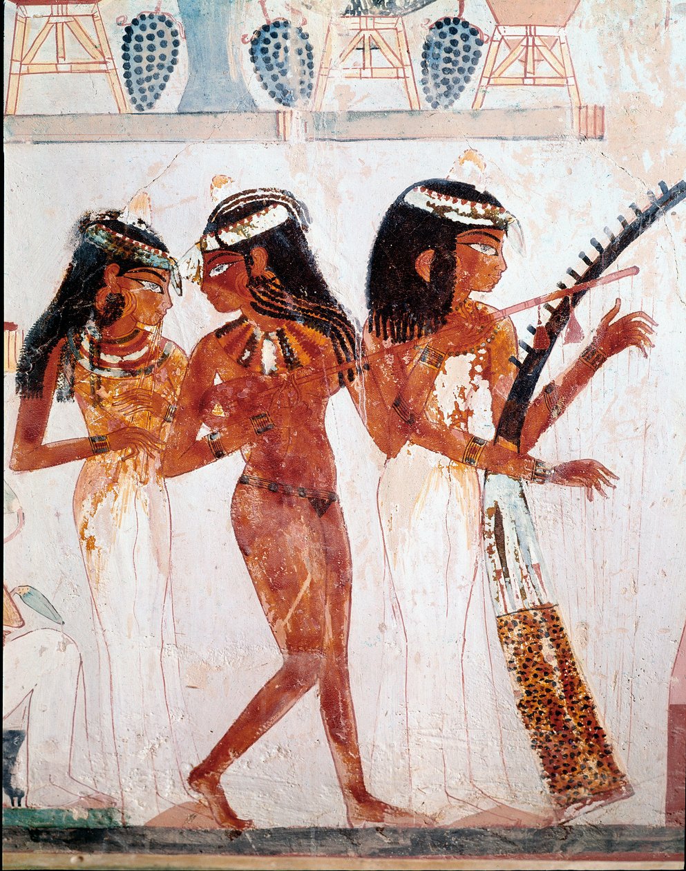 Starożytność egipska: muzycy. Grób Nachta. XVIII dynastia. 1410 pne. Nekropolia Gournah (Szejk Abd al-Gournah), Egipt autorstwa Egyptian 18th Dynasty