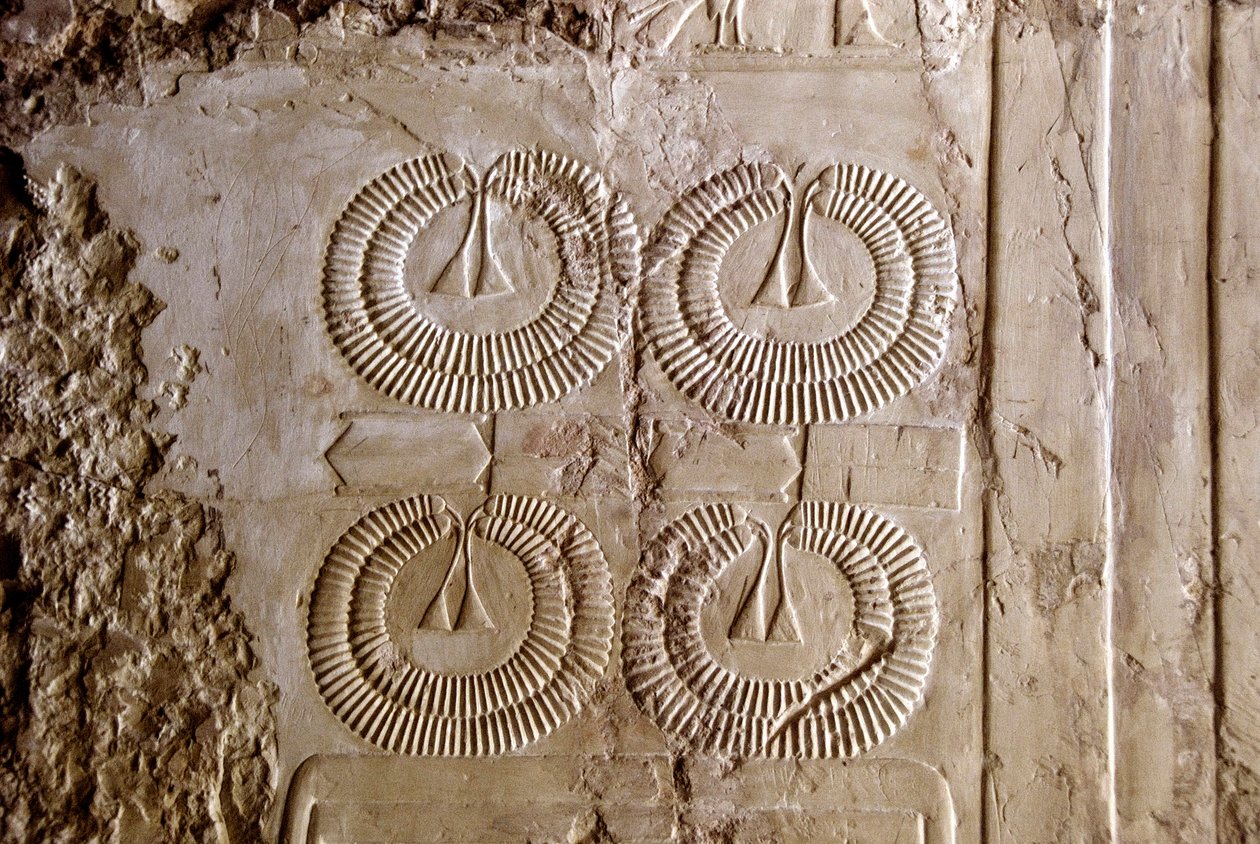 Starożytność egipska: ofiarowanie naszyjników „szeba”, odznaczenia honorowe. Grobowiec Cheruef autorstwa Egyptian 18th Dynasty