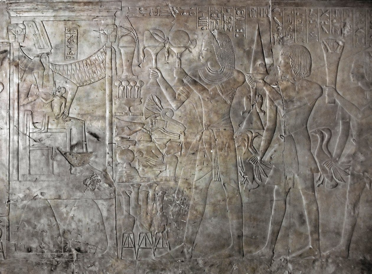 Starożytność egipska: płaskorzeźba grobowca Kha em Het autorstwa Egyptian 18th Dynasty
