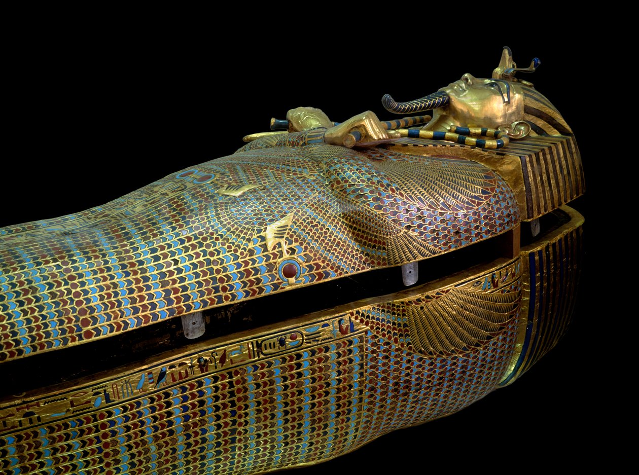 Starożytność egipska: sarkofag Skarbu Tutankamona (Tutanchamona lub All-Ankh-amon) autorstwa Egyptian 18th Dynasty