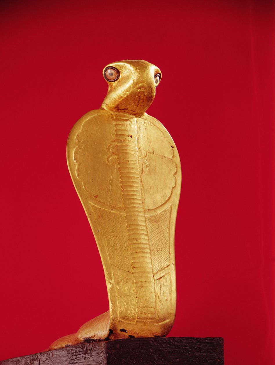 Figura kobry Netjer-Ankh, z grobowca Tutanchamona (ok. 1370-1352 pne) Nowe Królestwo (pozłacane drewno) autorstwa Egyptian 18th Dynasty