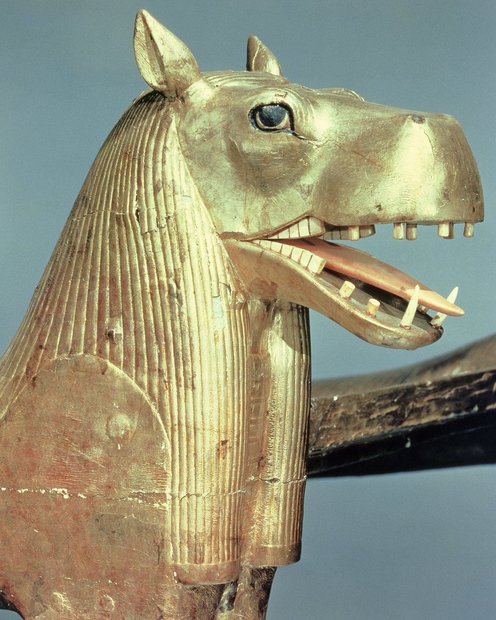 Zagłówek nagrobny w postaci bogini Tueris, z grobowca Tutanchamona (ok. 1370-52 pne) Nowe Królestwo (złocone drewno) autorstwa Egyptian 18th Dynasty