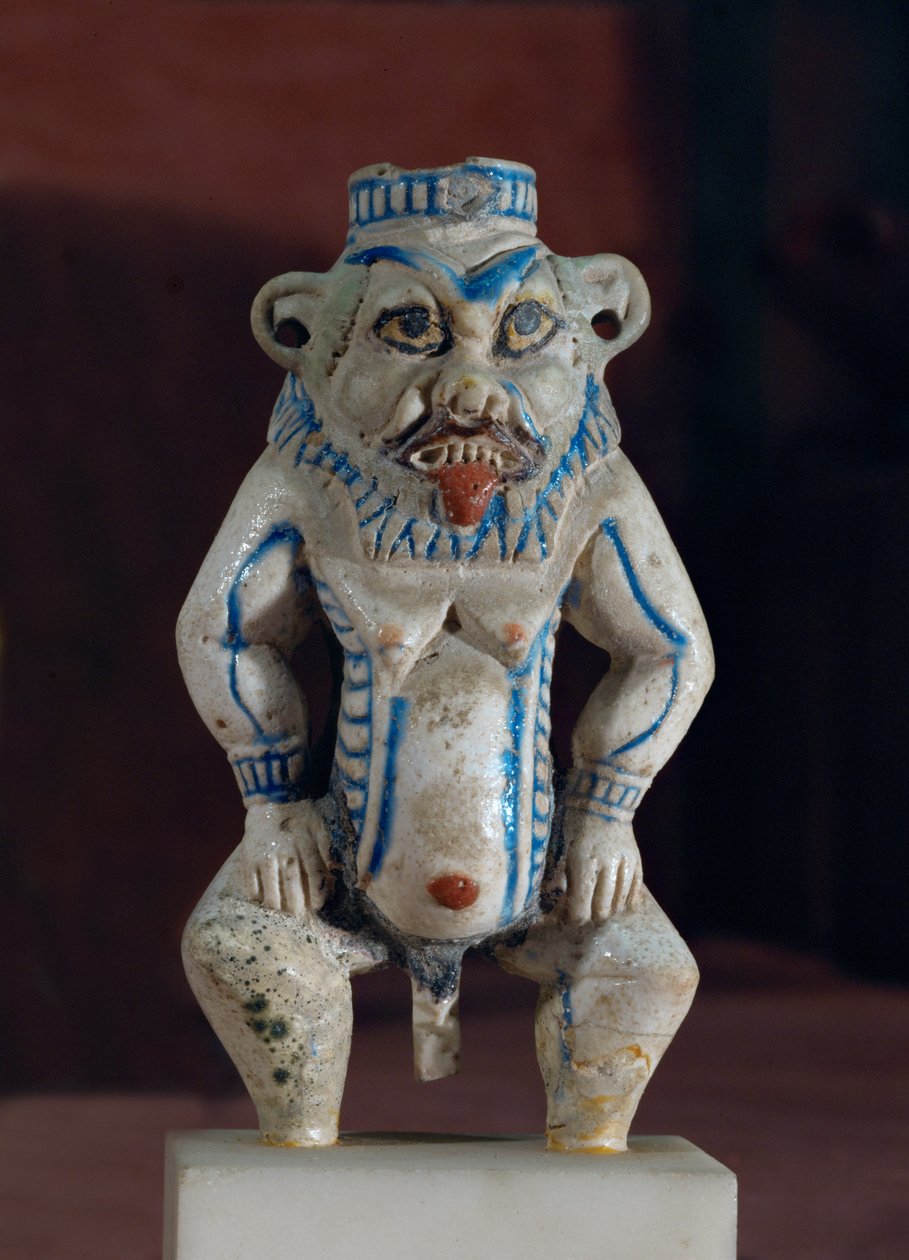 Bóg Besh jako naczynie do przechowywania kholu, eyelinera ... autorstwa Egyptian 18th Dynasty