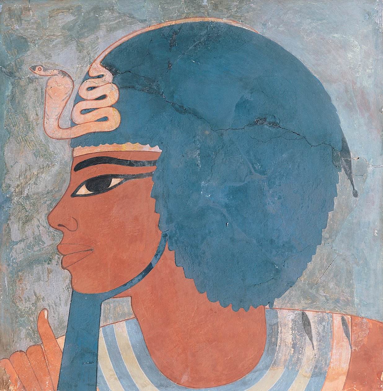 Głowa Amenophisa III z grobu Onsou, XVIII dynastia, 1550-1295 pne (fresk) autorstwa Egyptian 18th Dynasty
