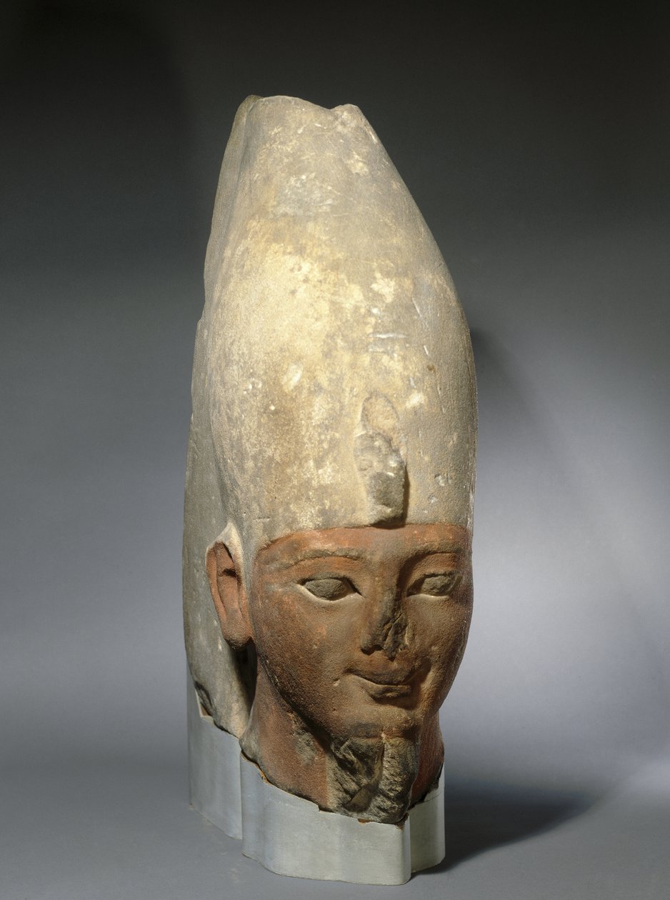 Głowa króla z początku XVIII dynastii, Nowe Królestwo, ok. 1539-1493 pne (piaskowiec) autorstwa Egyptian 18th Dynasty