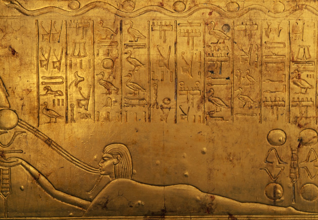 Postać ludzka, relief na prawym zewnętrznym panelu drugiej kaplicy grobowej, Skarbiec Tutenchamona, Egipt, cywilizacja egipska, Nowe Państwo, XVIII dynastia autorstwa Egyptian 18th Dynasty