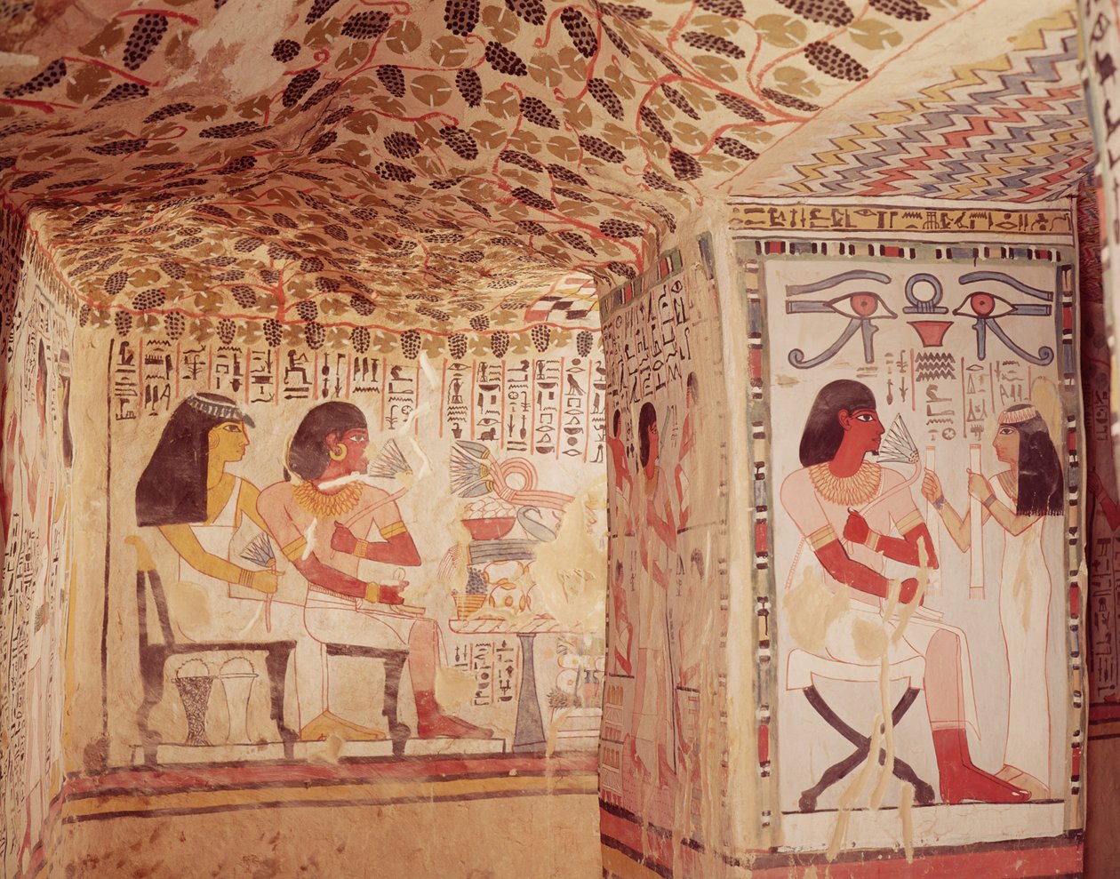 Wnętrze grobowca Sennefera, Nowe Królestwo autorstwa Egyptian 18th Dynasty