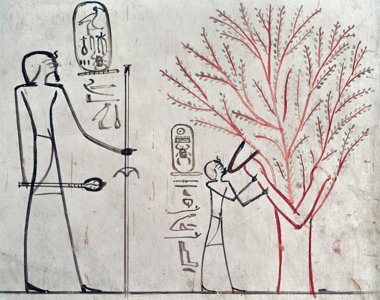 Izyda przemieniona w sykomorę, która wykarmiła Totmesa III (ok. 1479-1425 p.n.e.) (malowidło ścienne) autorstwa Egyptian 18th Dynasty