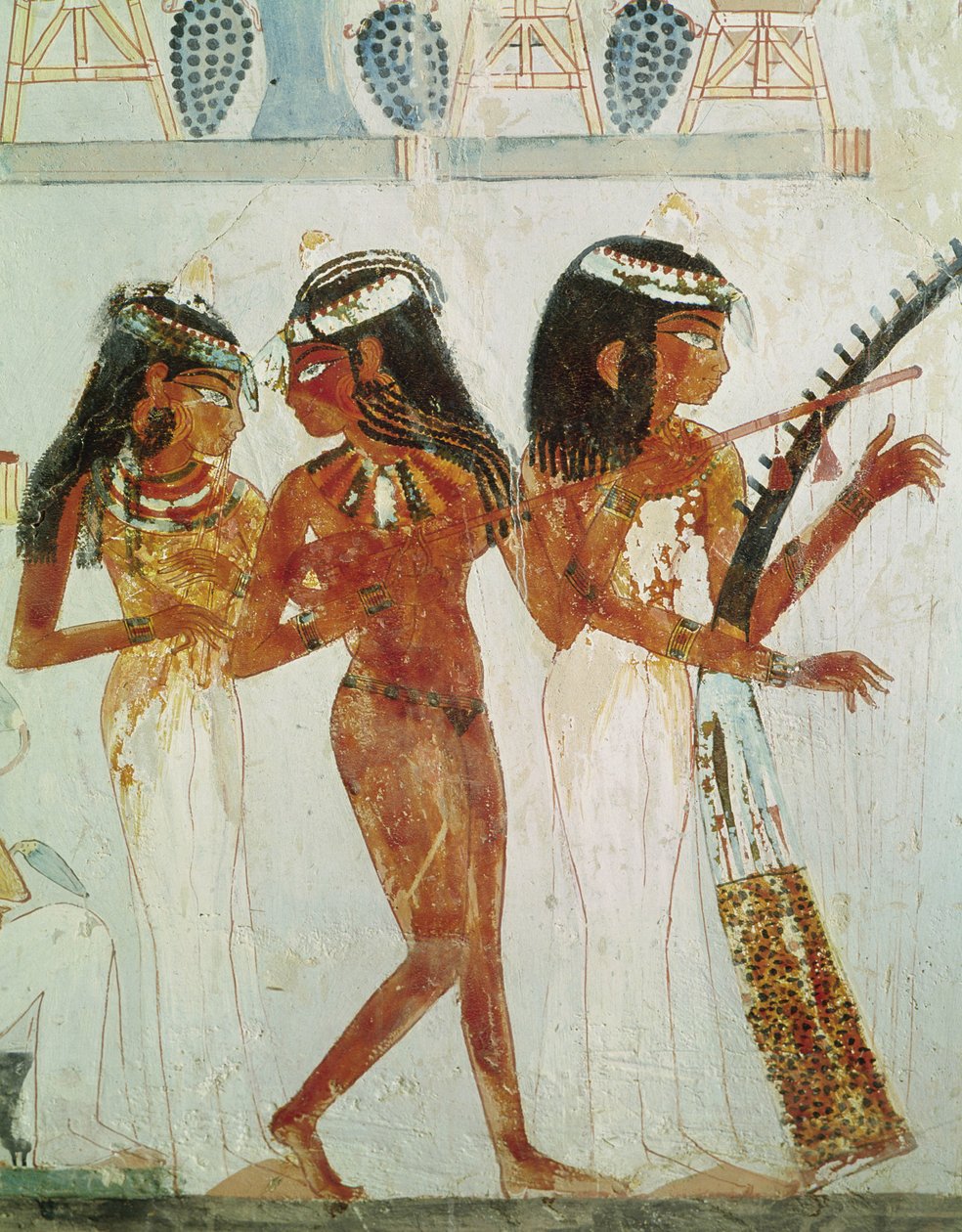 Muzycy i tancerka, z Grobowca Nachta, Nowe Państwo (malarstwo ścienne) autorstwa Egyptian 18th Dynasty