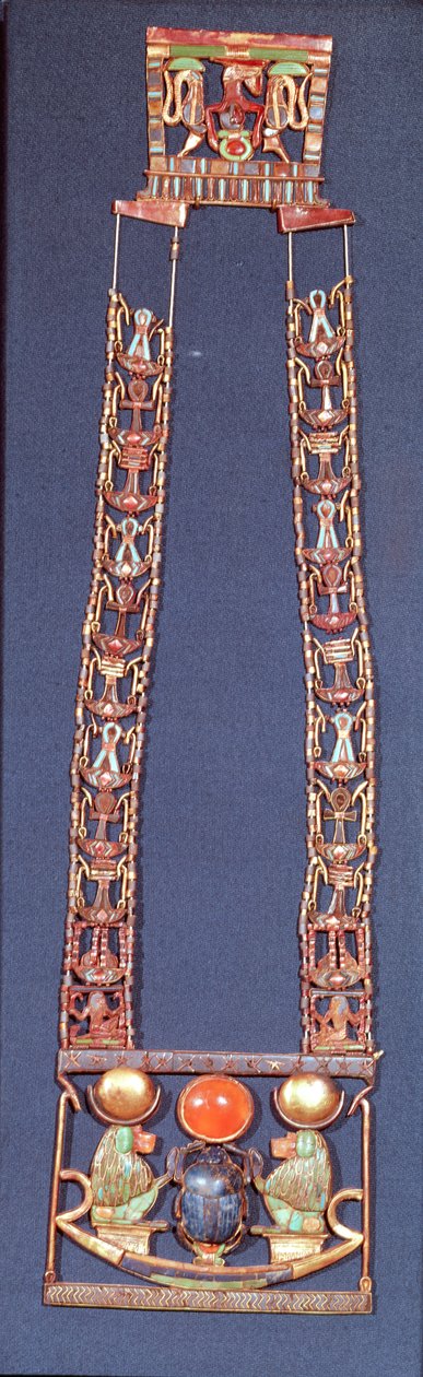 Naszyjnik Wschodzącego Słońca, z grobowca Tutanchamona (ok. 1370-52 pne) Nowe Królestwo (złoto inkrustowane kamieniami półszlachetnymi) autorstwa Egyptian 18th Dynasty