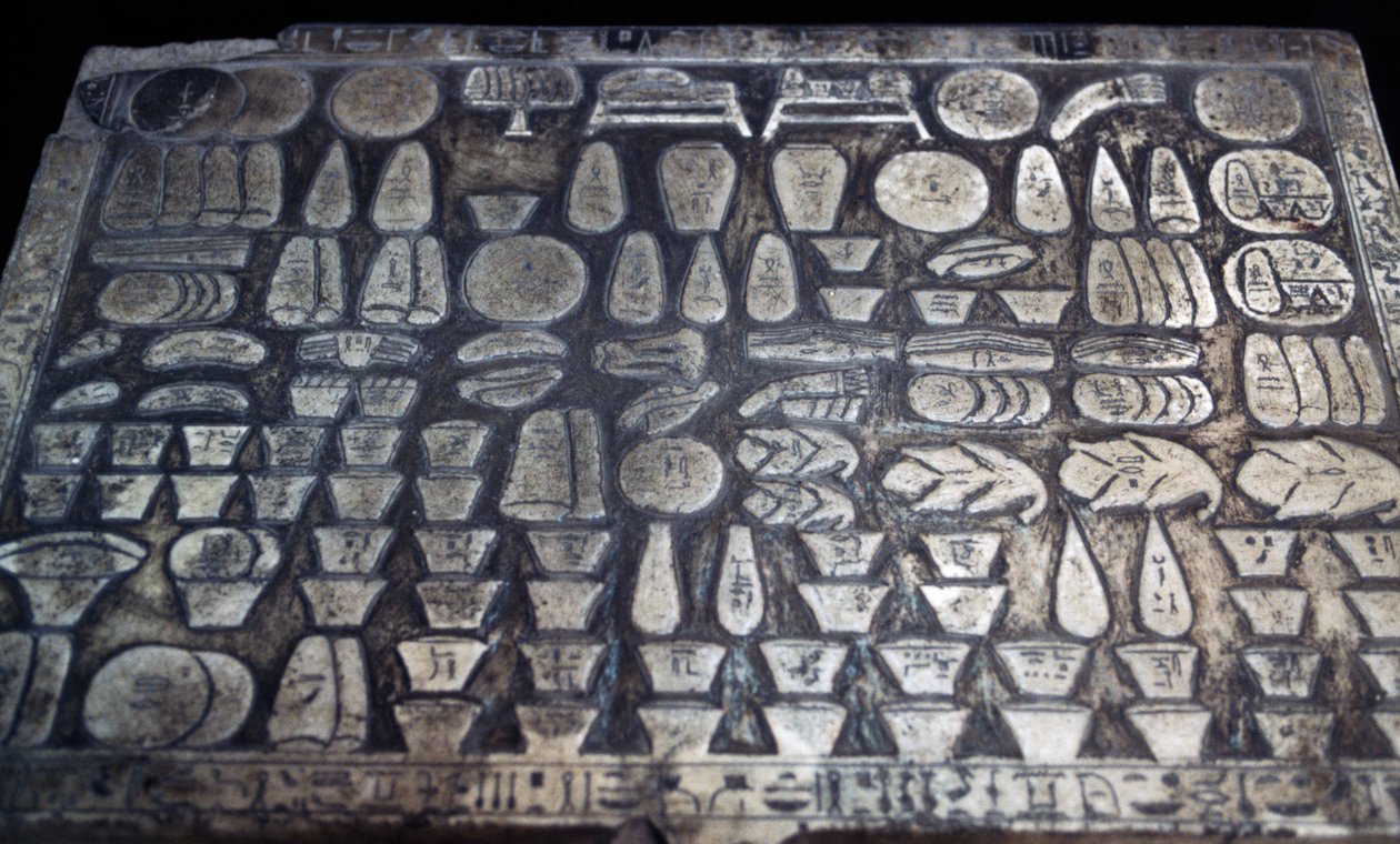 Stół ofiarny, cywilizacja egipska, Nowe Państwo, XVIII dynastia, detal autorstwa Egyptian 18th Dynasty