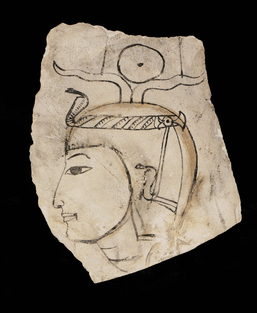 Ostrakon z portretem faraona Amenhotepa I, czczonego patrona rzemieślników z Deir el Medina ... autorstwa Egyptian 18th Dynasty