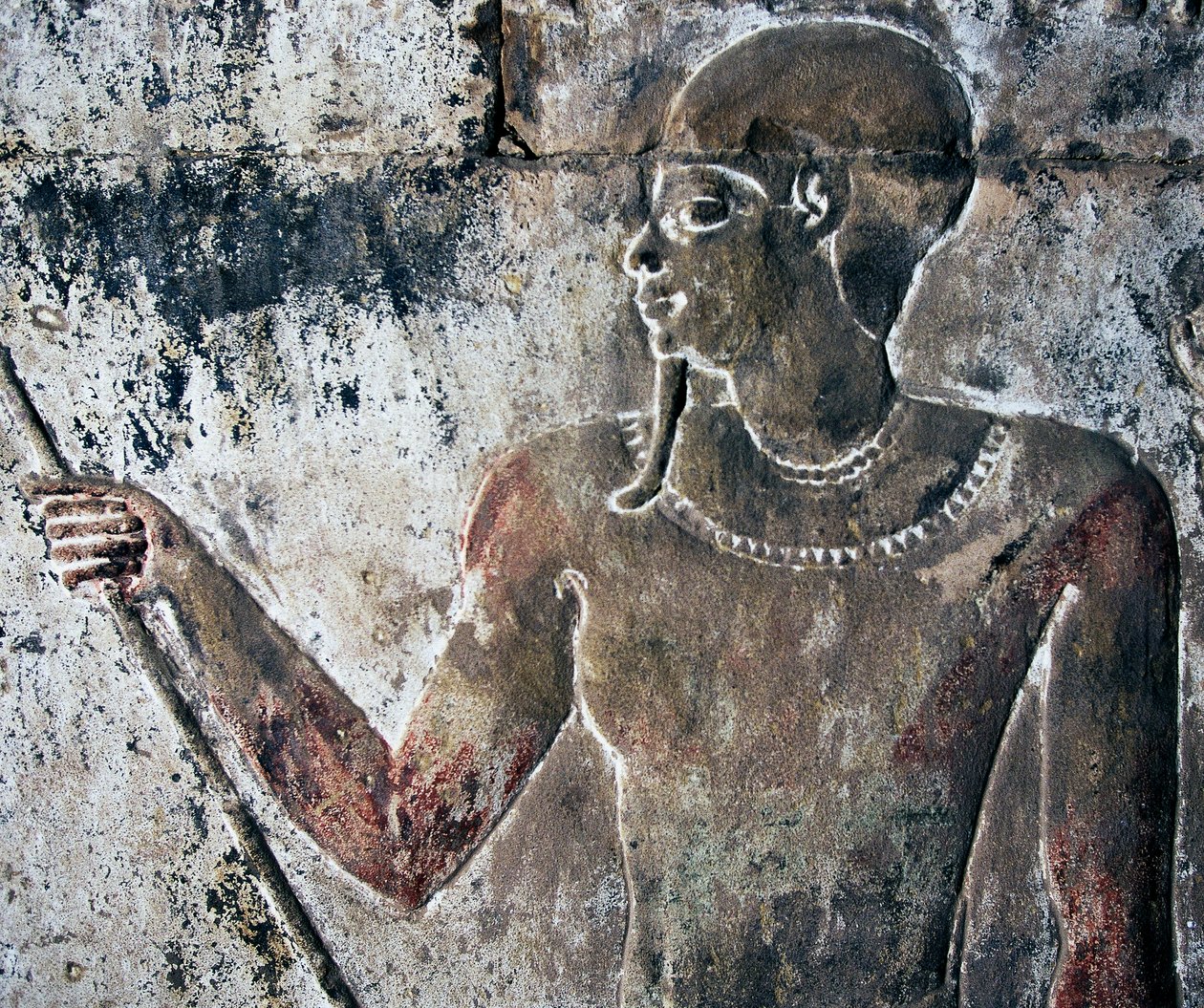 Malowany relief, świątynia grobowa Hatszepsut, Deir el-Bahri, Luksor, Teby (Lista światowego dziedzictwa UNESCO) autorstwa Egyptian 18th Dynasty