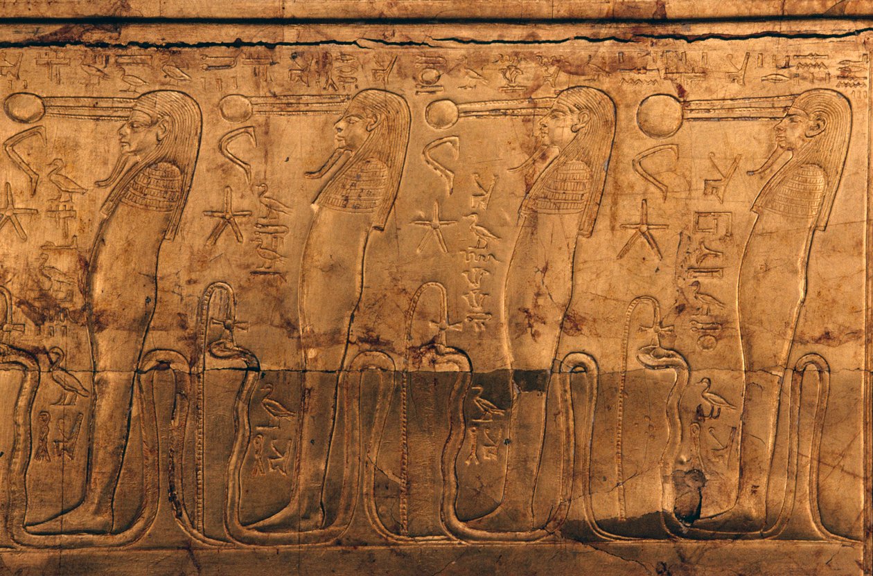 Reliefi kullatulla puuarkulla, Puolan Tutankhamonin aarre autorstwa Egyptian 18th Dynasty
