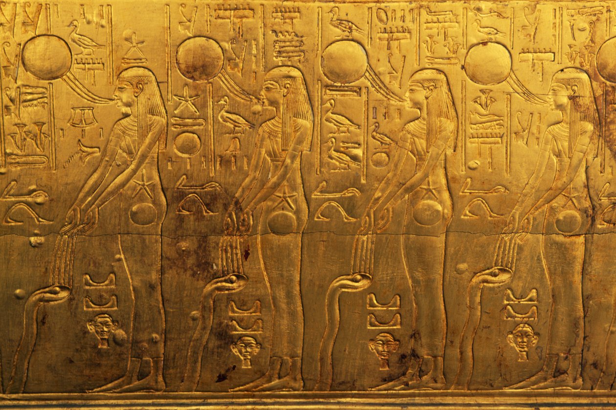 Relief na prawym zewnętrznym panelu drugiej kaplicy grobowej, Skarbiec Tutanchamona, Egipt, cywilizacja egipska, Nowe Państwo, XVIII dynastia autorstwa Egyptian 18th Dynasty