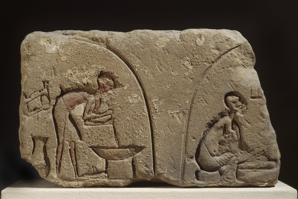 Płaskorzeźba z piaskowca przygotowania posiłku (piaskowiec) autorstwa Egyptian 18th Dynasty