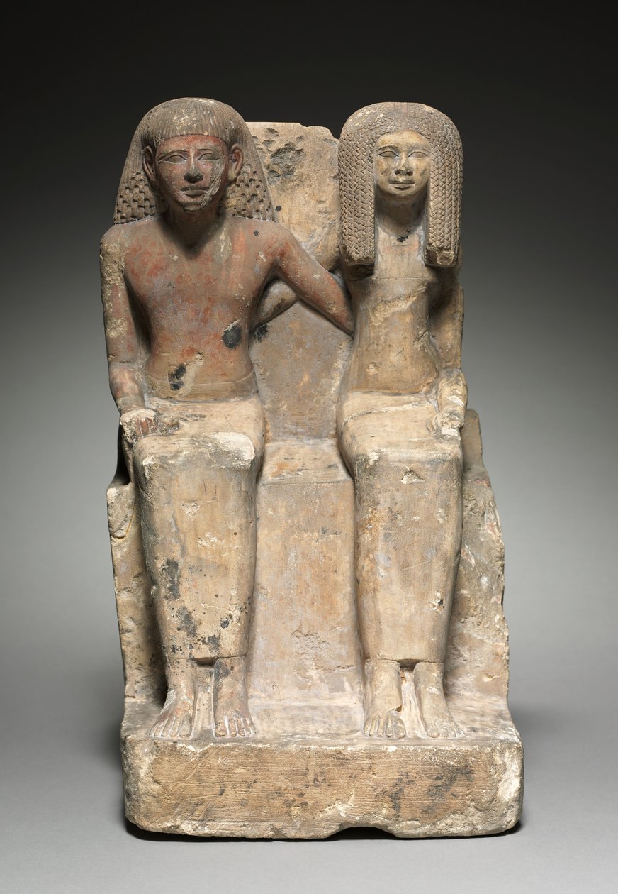 Posąg siedzącej pary, ok. 1479-1425 pne autorstwa Egyptian 18th Dynasty