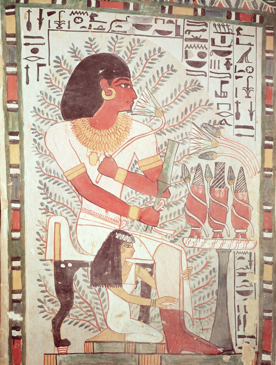 Sennefer siedzący z żoną Meryt z grobowca Sennefera, Nowe Królestwo (malowidło ścienne) autorstwa Egyptian 18th Dynasty
