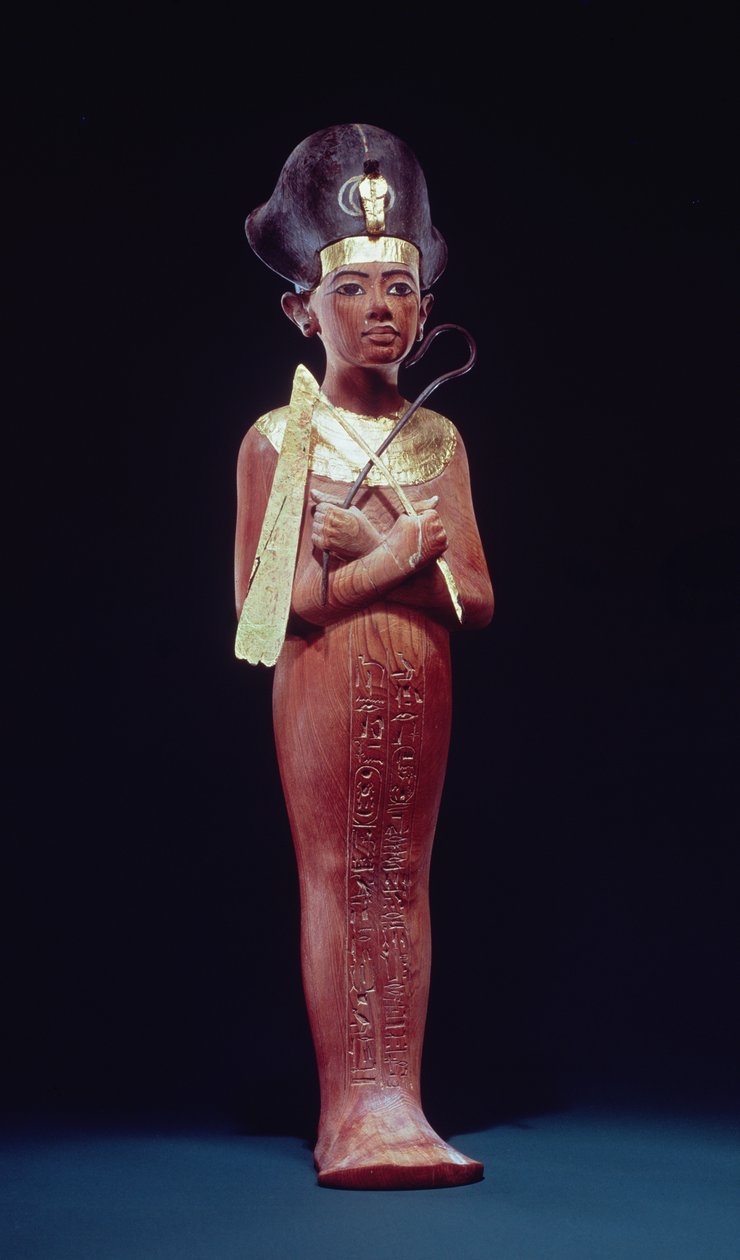 Figura Shabti króla z Grobowca Tutanchamona (ok. 1370-1352 pne) Nowe Państwo (pozłacane drewno) autorstwa Egyptian 18th Dynasty