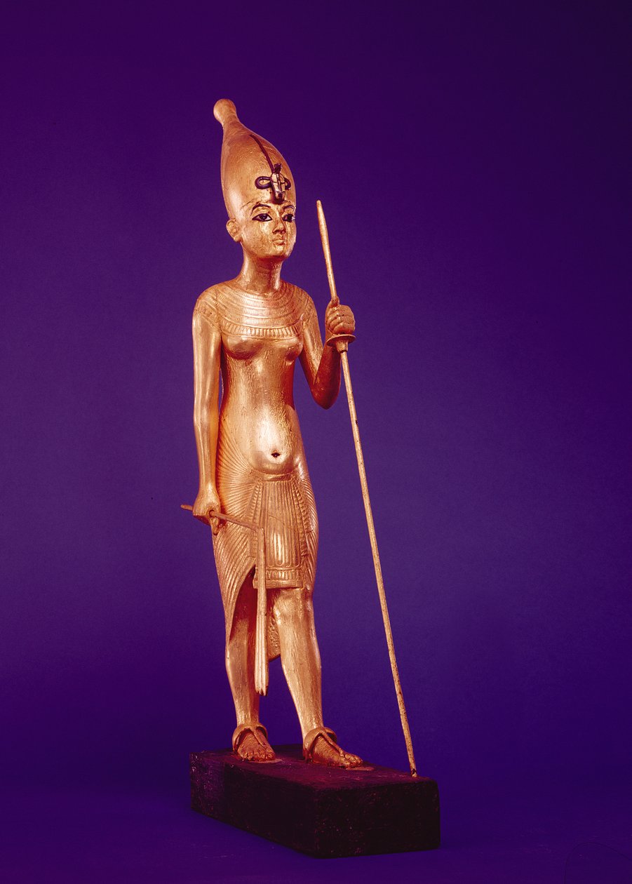 Statuetka króla, z grobowca Tutanchamona (ok. 1370-1352 pne) Nowe Państwo (pozłacane drewno) autorstwa Egyptian 18th Dynasty