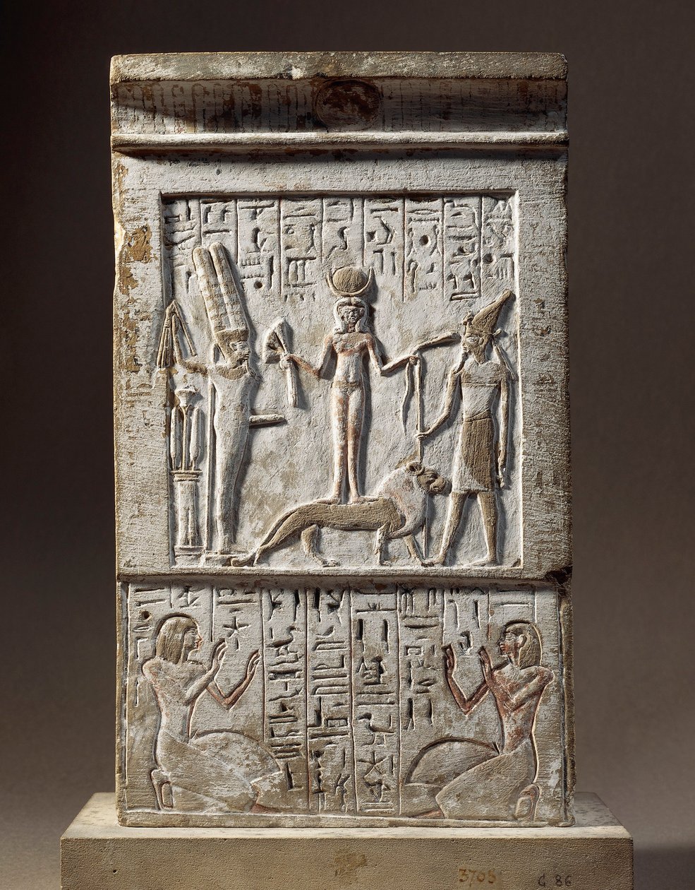 Syria, Kadesz, stela ofiarowana przez Huya, rzemieślnika z Doliny Królów: darczyńca czczący boginię Kadesz i boga Rechepa autorstwa Egyptian 18th Dynasty