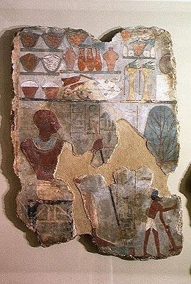 Pisarz Unsou nadzorujący robotników na polach, z Grobowca Unsou, Teby Wschodnie, Nowe Królestwo (malarstwo ścienne) autorstwa Egyptian 18th Dynasty