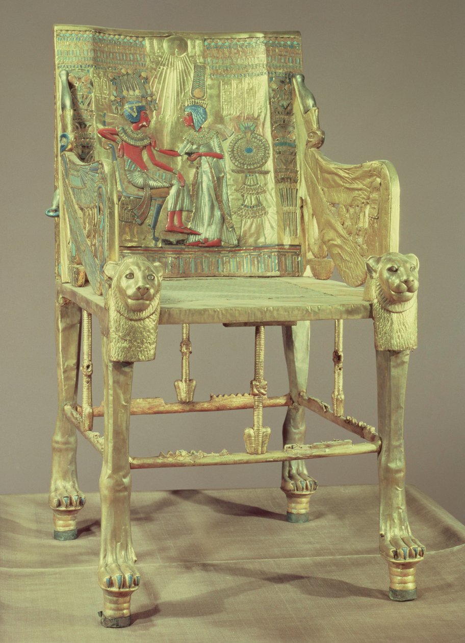 Tron Tutanchamona (ok. 1370-52 pne) Nowe Państwo (pozłacane drewno inkrustowane kamieniami półszlachetnymi) (patrz 59231) autorstwa Egyptian 18th Dynasty