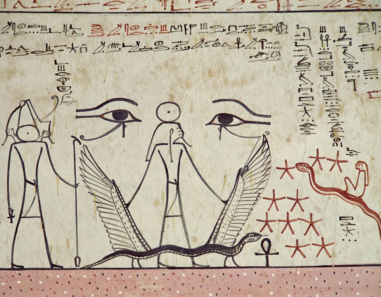 Dwoje mistycznych oczu z grobowca Totmesa III (ok. 1504-1450 pne) Nowe Królestwo (mural) autorstwa Egyptian 18th Dynasty