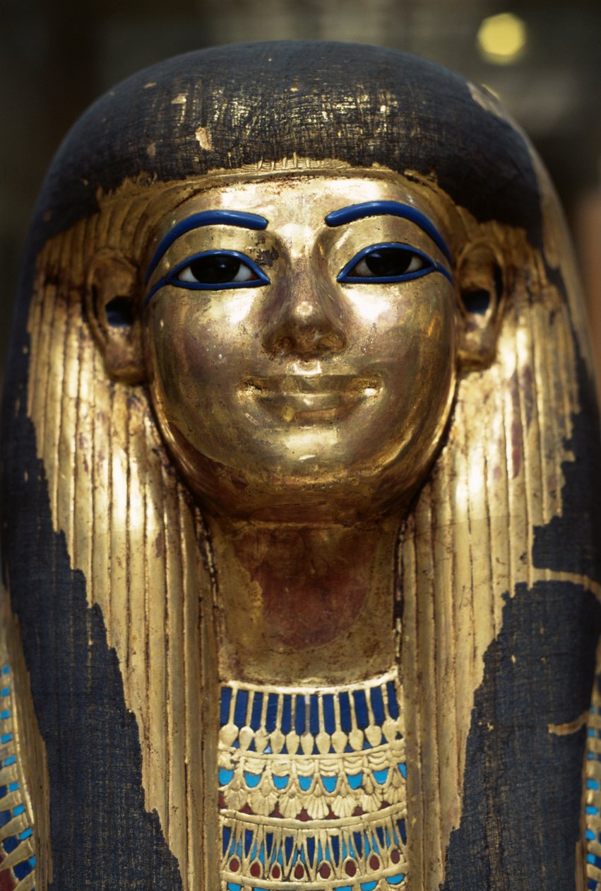 Maska pośmiertna Tjuyi, z grobowca Yuya i Tjuya, Dolina Królów, Egipt, cywilizacja egipska, Nowe Królestwo, dynastia XVIII autorstwa Egyptian 18th Dynasty