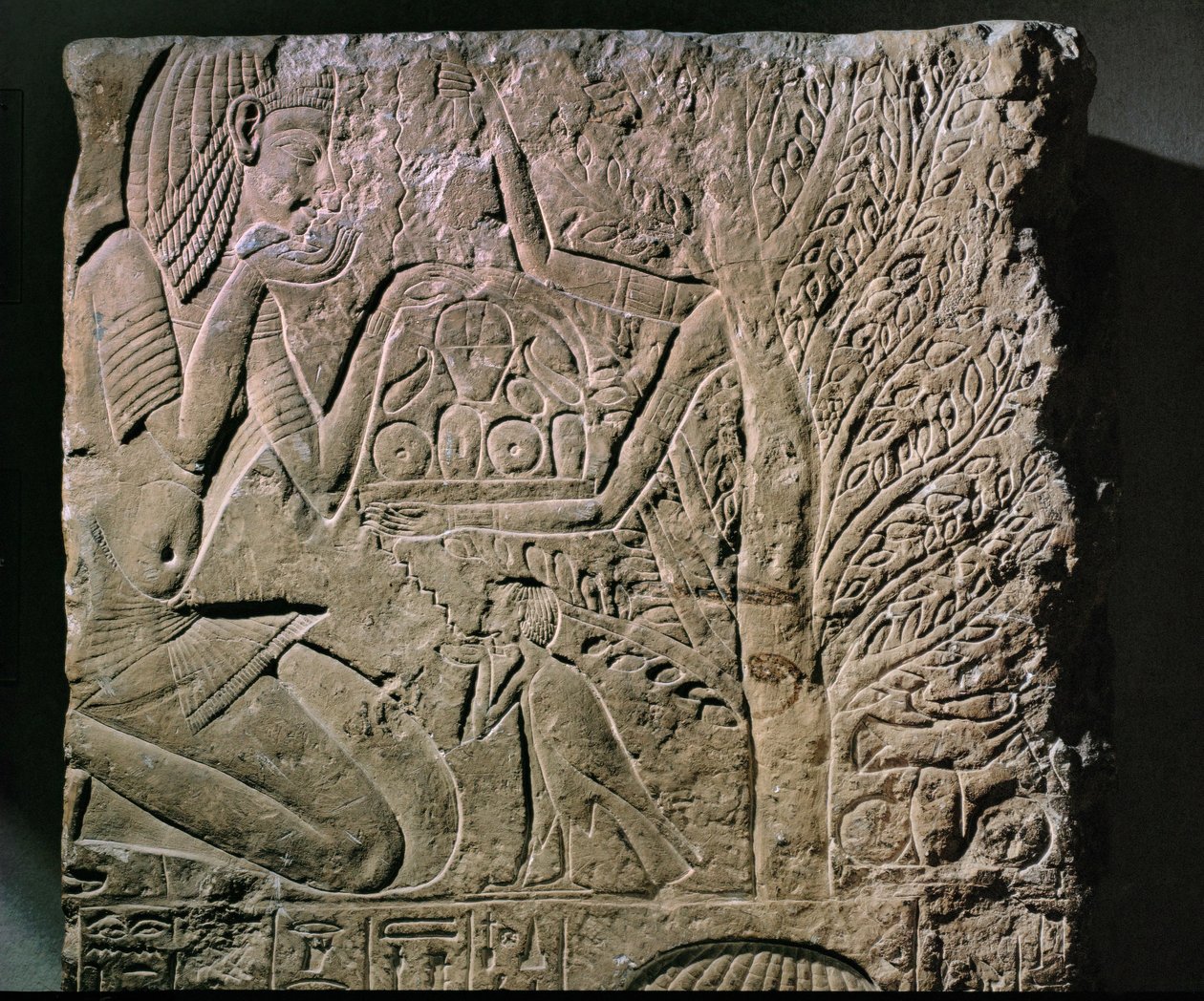 Bogini drzew oferuje jedzenie i picie (ulga) autorstwa Egyptian 18th Dynasty
