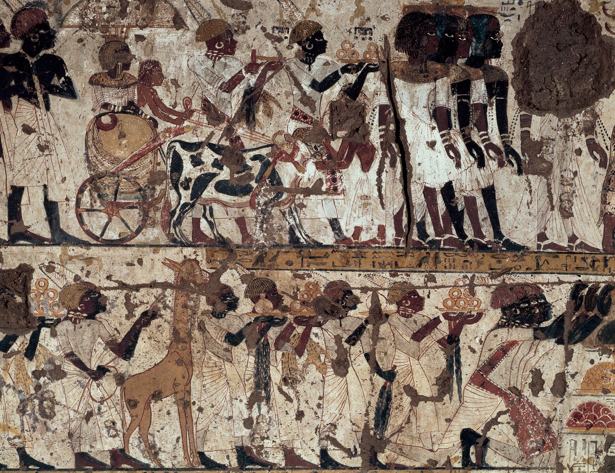 Hołd dla nubijskiej szlachty króla Tutanchamona, Grobowiec Huy, Qurnet Murai, Nekropolia Tebańska (Lista światowego dziedzictwa Unesco) autorstwa Egyptian 18th Dynasty