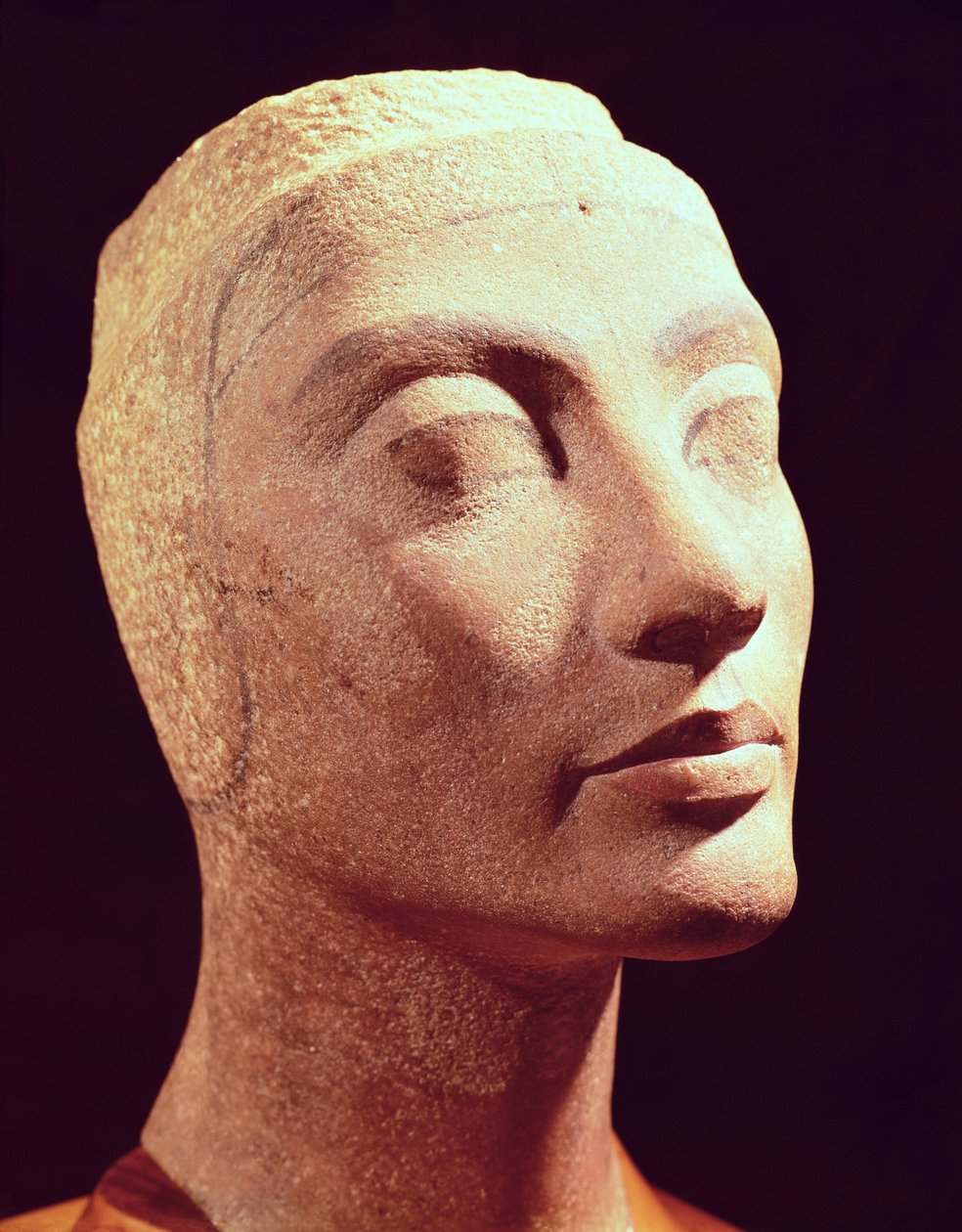 Niedokończona głowa Nefertiti, New Kingdom, c.1365-49 pne (kwarcyt) autorstwa Egyptian 18th Dynasty