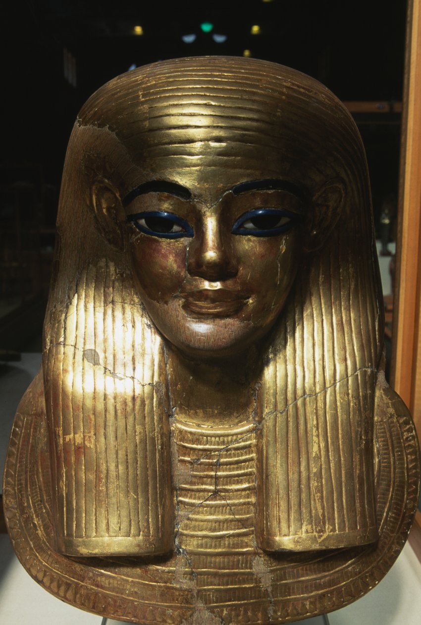 Maska pośmiertna Yuya, z grobowca Yuya Tjuya, Dolina Królów, Egipt, cywilizacja egipska, Nowe Królestwo, dynastia XVIII autorstwa Egyptian 18th Dynasty