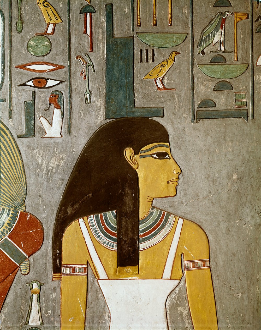 detal fresku przedstawiającego Izydę, egipt, Louxor (XVIII dynastia, Thutmose III autorstwa Egyptian 18th Dynasty