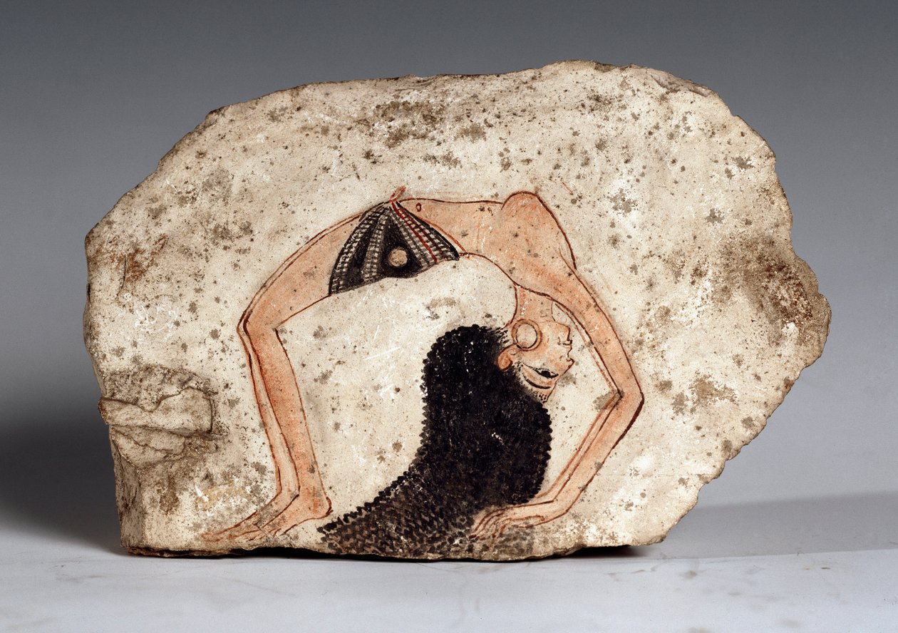 Tancerka akrobatki, Ostrakon. Wapień, około 1295-1186 pne autorstwa Egyptian 19th Dynasty