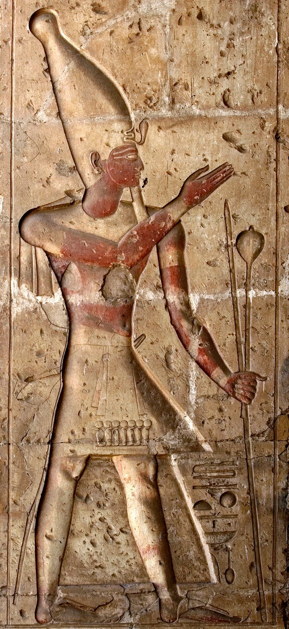 Sztuka starożytnego Egiptu: Płaskorzeźba na kolumnie świątyni Seti I (Stay lub Seti I autorstwa Egyptian 19th Dynasty
