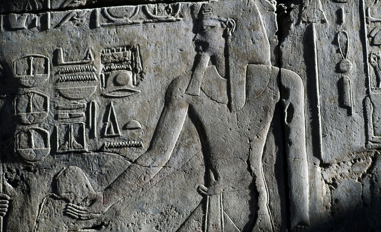 Płaskorzeźba, Świątynia Luksorska, Luksor, Teby (wpisane na Listę Światowego Dziedzictwa UNESCO) autorstwa Egyptian 19th Dynasty