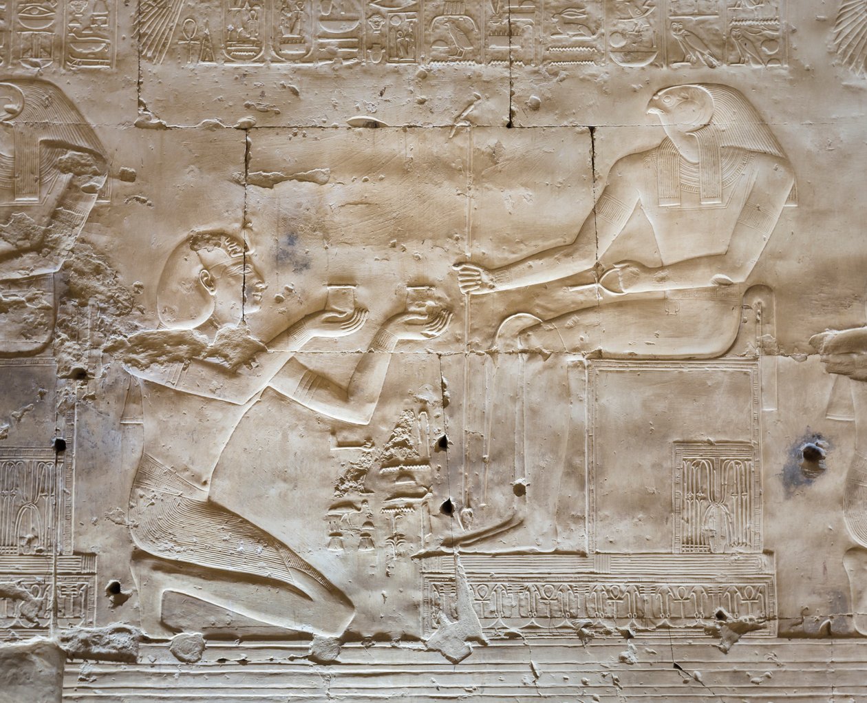 Płaskorzeźba, świątynia Seti I, Abydos, Egipt autorstwa Egyptian 19th Dynasty