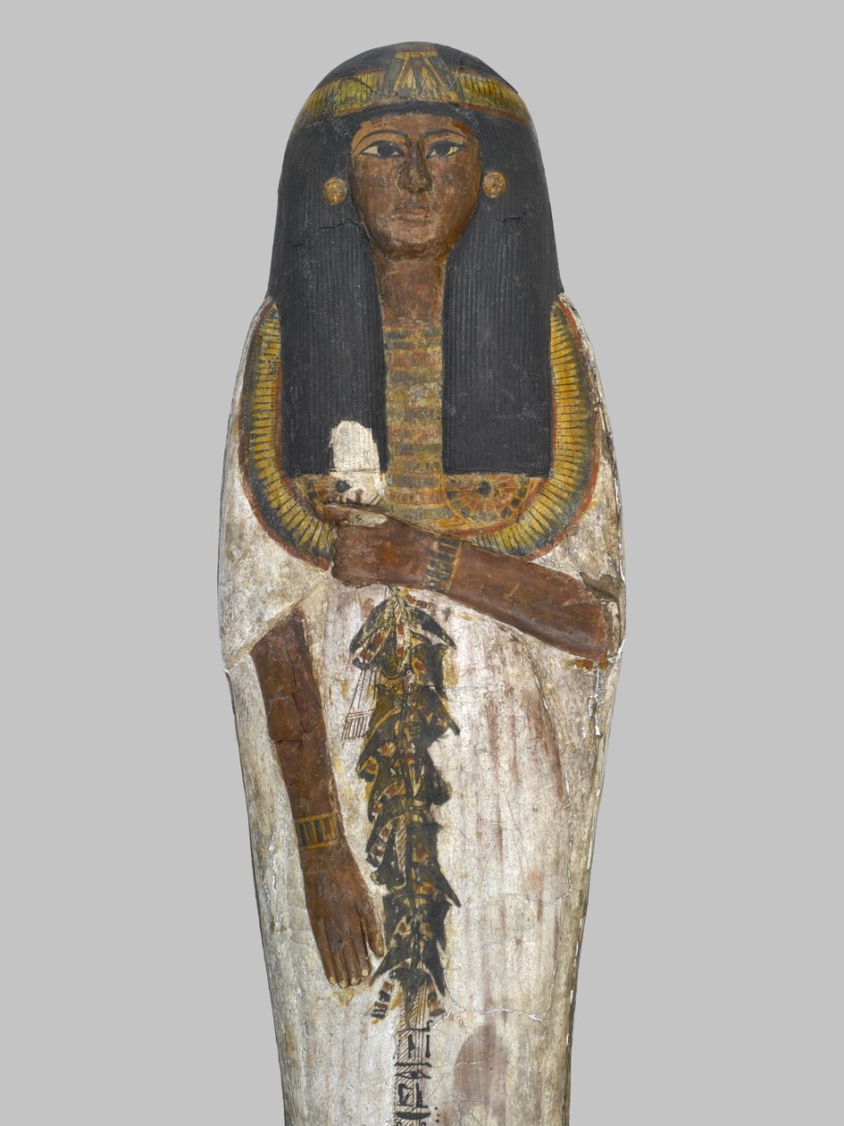Trumna Pani Domu, Weretwahset, reinskrypcja dla Bensuipet, znaleziona w Tebach, Nowe Królestwo, ok. 1292-1190 pne (drewno malowane) (detal z 293508) autorstwa Egyptian 19th Dynasty
