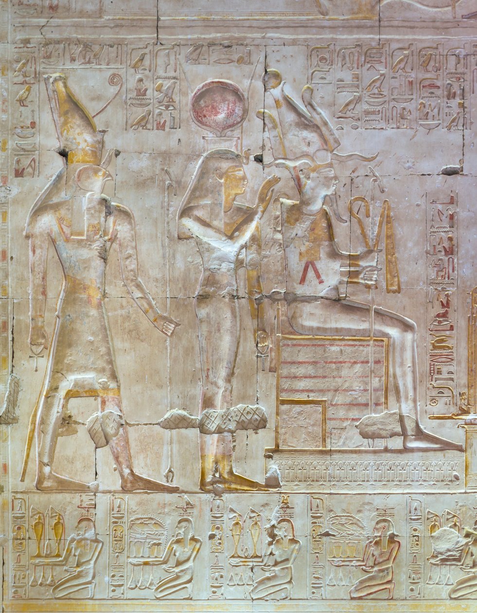Kolorowy relief, świątynia Seti I, Abydos, Egipt autorstwa Egyptian 19th Dynasty