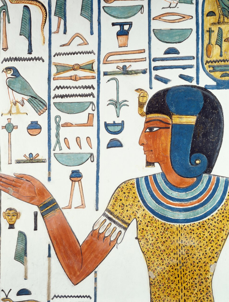 Kolumna z Hornedjitef, fragment fresków w komorze grobowej Nefertari, Dolina Królowych, Luksor, Teby (lista światowego dziedzictwa UNESCO autorstwa Egyptian 19th Dynasty